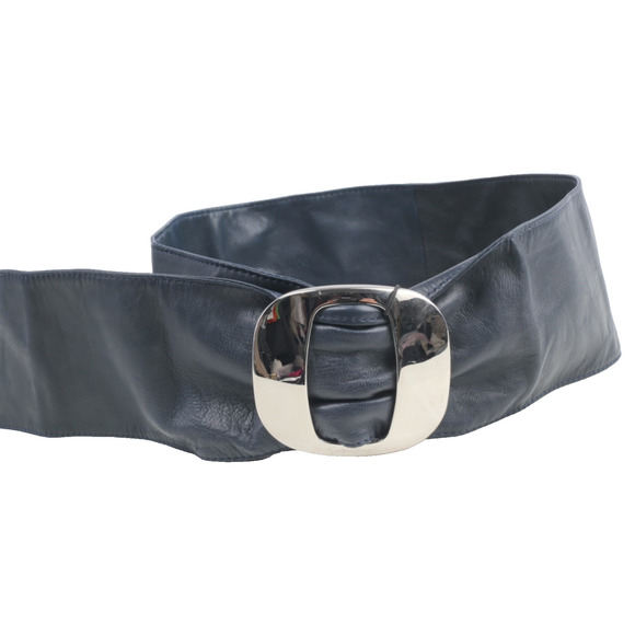 Giorgio Armani Navy Soft Leather Wide Waist Belt Size 40 Elegant Italian Luxury main image 11